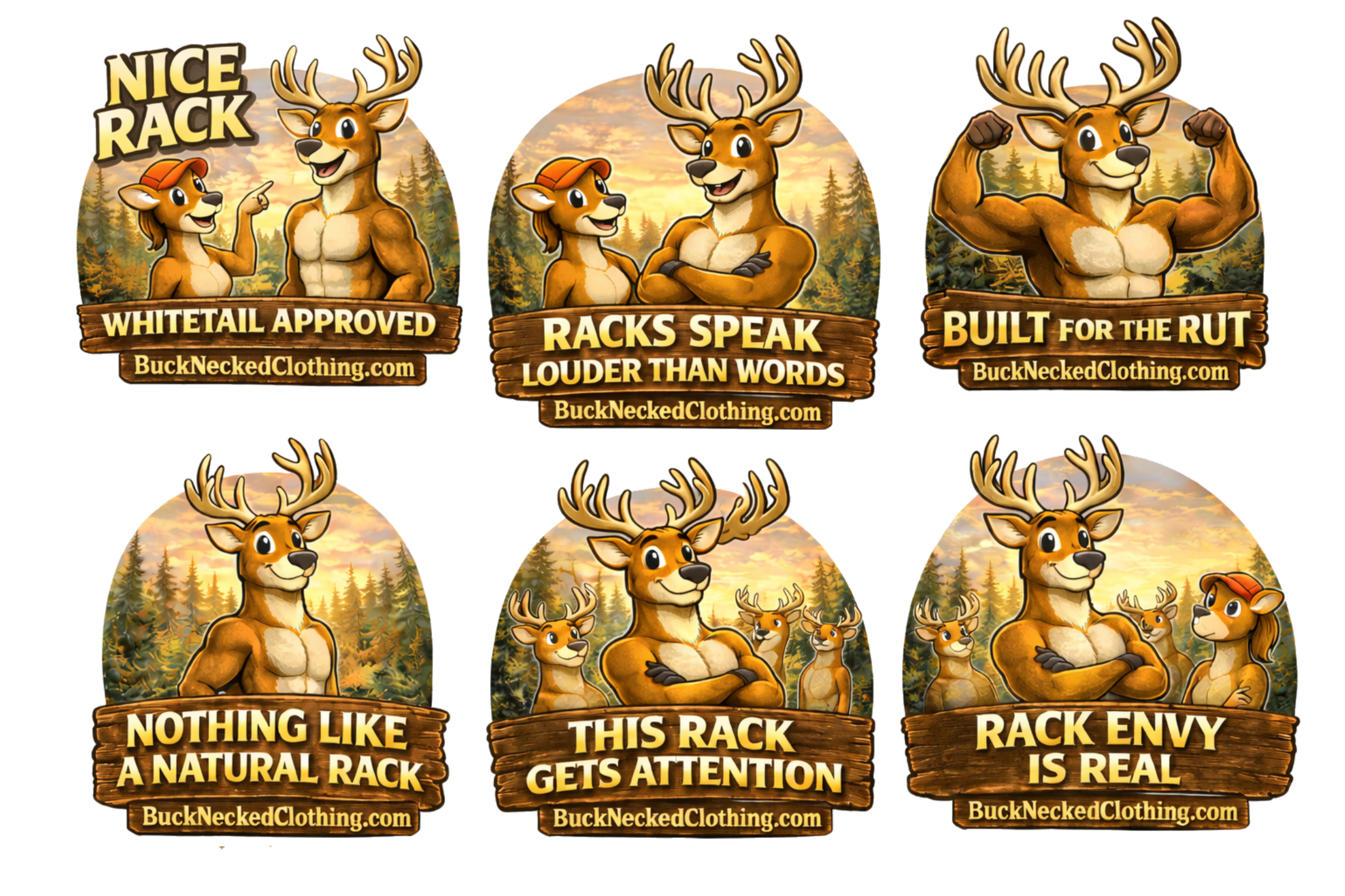 Buck Necked Clothing full design lineup of funny hunting shirts